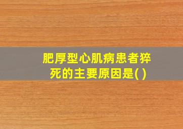 肥厚型心肌病患者猝死的主要原因是( )